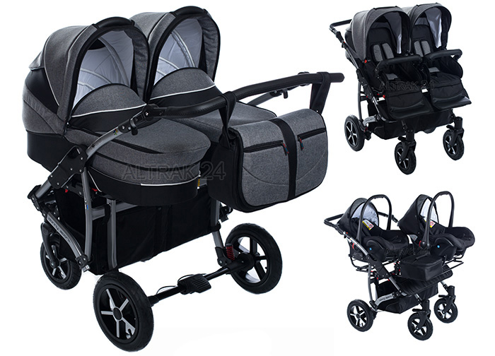 double pushchair and car seat